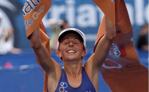 Emma Snowsill takes victory yesterday. Emma Snowsill takes victory yesterday.